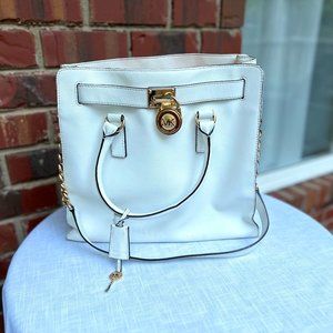 Michael Kors Hamilton large tote in white with gold